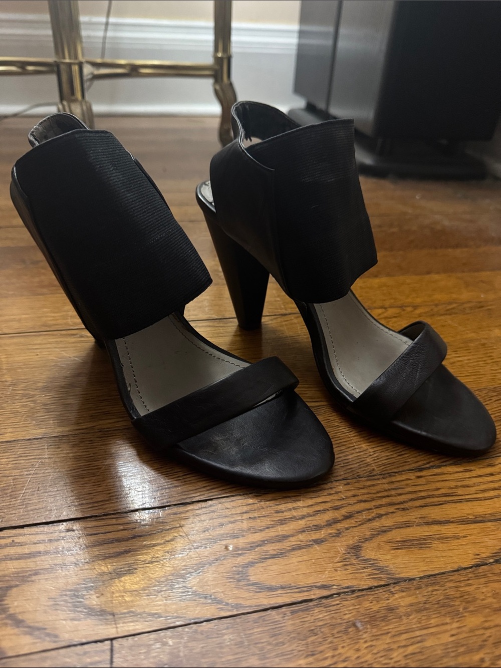 Vince Camuto Black Open-Toe Ankle-Cuff Heels